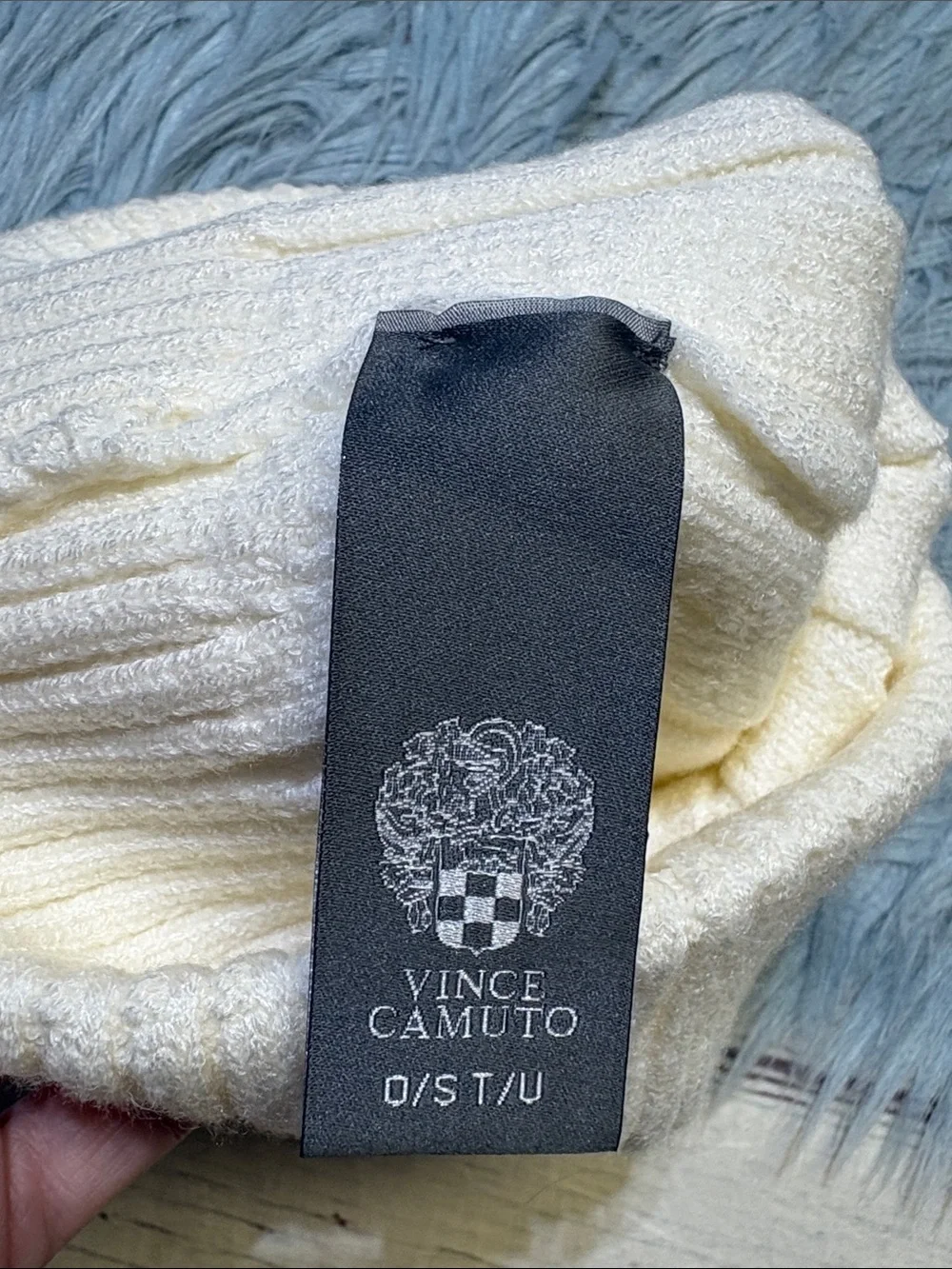 Vince Camuto Cream Pom Cable Knit Beanie Hat